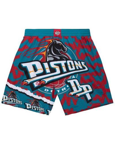 Mitchell & Ness Jumbotron 2.0 Sublimated Shorts "nba Detroit Pistons" - Blue