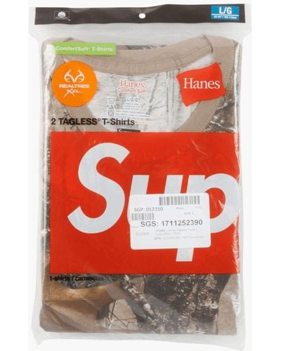 Supreme Hanes Tagless T-shirt (2 Pack) "fw 17" - Brown
