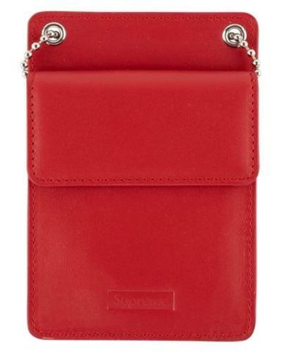Supreme Leather Id Holder "fw 18" - Red