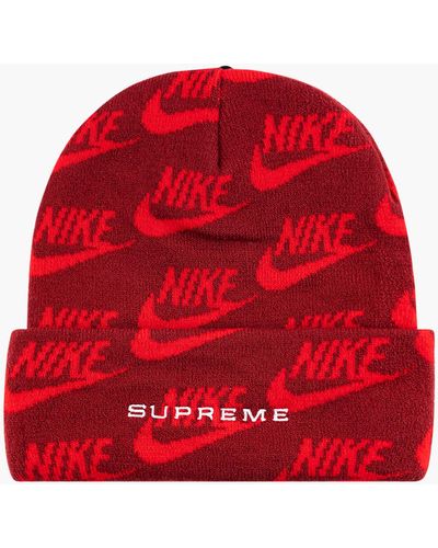 Supreme Nike Jacquard Logos Beanie "ss 21" - Red