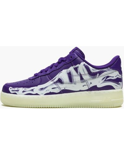 Nike Air Force 1 Low '07 Qs "purple Skeleton Halloween" Shoes