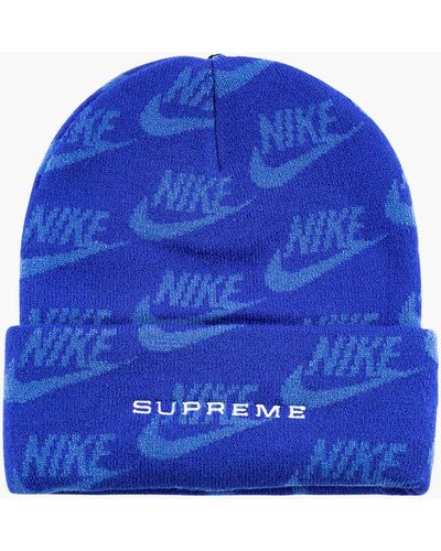 Supreme Nike Jacquard Logos Beanie "ss 21" - Blue