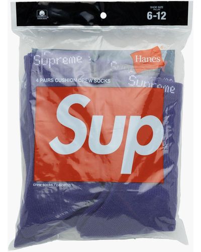 Supreme Hanes Crew Socks 4-pack "ss 21" - Purple