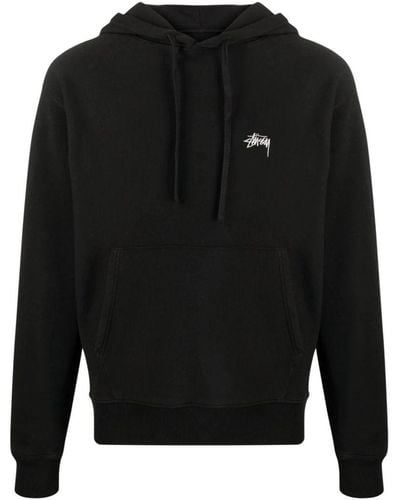 Stussy Stock Logo Hooded Sweatshirt - Black