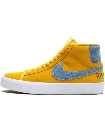 Nike Sb Zoom Blazer Mid Pro Gt "grant Taylor University Gold Denim" Shoes - Yellow