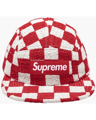 Supreme Checkerboard Boucle Camp Cap "ss 19" - Red