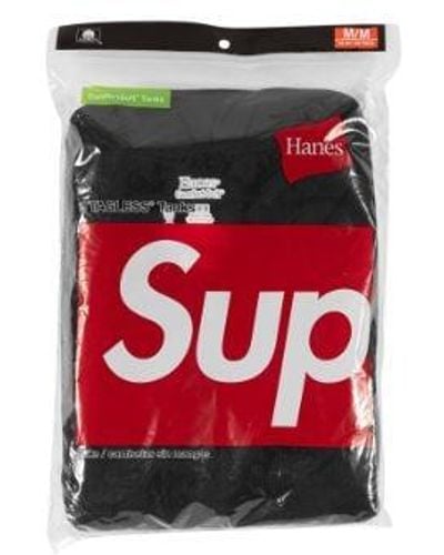 Supreme Hanes Tagless Tank Tops 3 Pack - Black