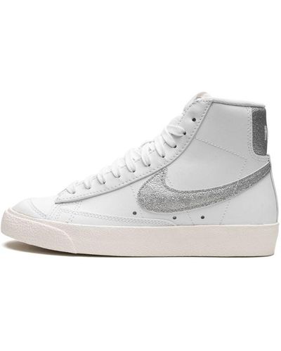 Nike Blazer Mid '77 Ess Mns "white Metallic Silver" Shoes - Black