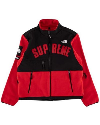 Supreme Tnf Arc Logo Denali Fleece Jacket "ss 19" - Red