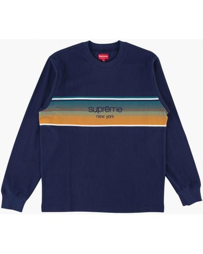 Supreme Shadow Stripe L/s Top "ss 18" - Blue