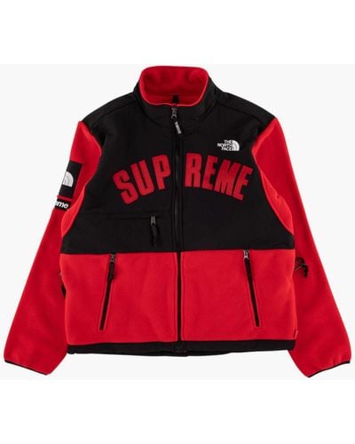 Supreme Studded Arc Logo Leather Jacket Red for Men