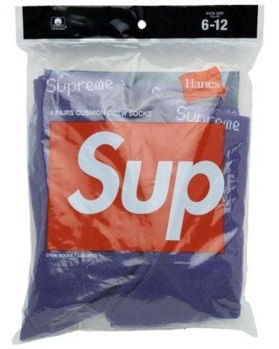 Supreme Hanes Crew Socks 4-pack "ss 21" - Black