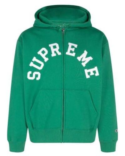 Supreme Champion Zip Up Hooded Sweatshirt "ss24" - Green