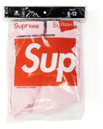 Supreme Hanes Crew Socks 4-pack "fw 21" - Black
