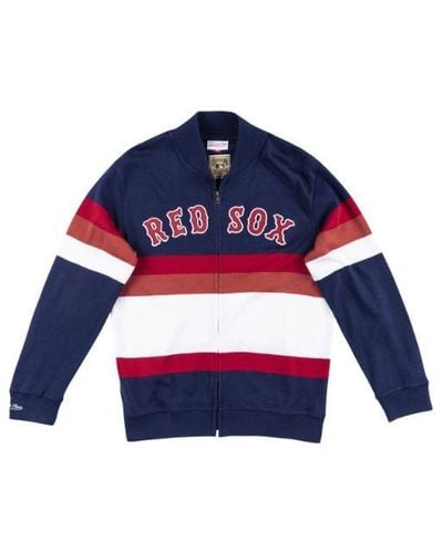 Mitchell & Ness Front Stripe Full Zip Jumper "mlb Boston Red Sox" - Blue