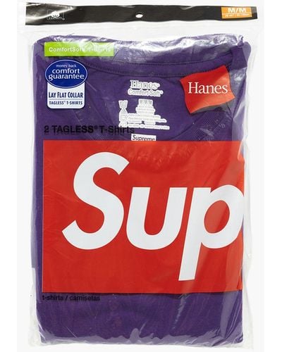 Supreme Hanes Tagless T-shirt 2-pack "ss 21" - Purple