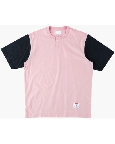 Supreme 2-tone S/s Henley "fw 17" - Pink