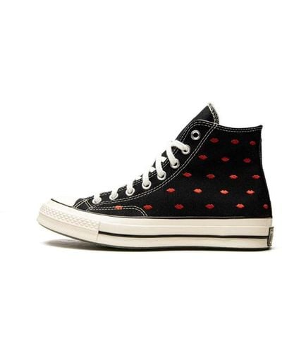 Converse Chuck 70 Embroidered Lips High Shoes - Black