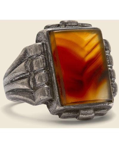 Vintage Montana Agate Stamped Ring - Multicolor