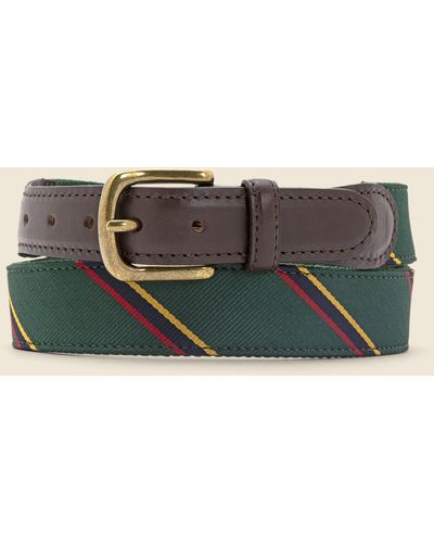 Beams Plus Leather Tab Ribbon Belt - Green - Multicolor