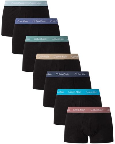 Calvin Klein 7 Pack Cotton Stretch Low Rise Trunks - Black