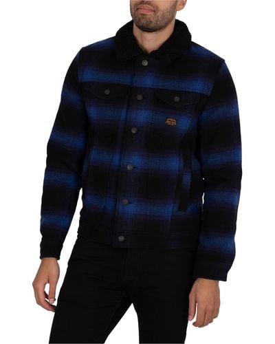 Superdry Highwayman Wool Sherpa Trucker Jacket - Blue