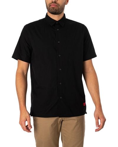 HUGO Ebor Straight Short Sleeved Shirt - Black