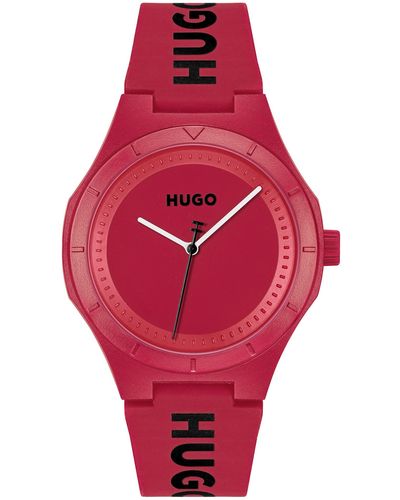 HUGO Lit For Him Silicone Watch - Red