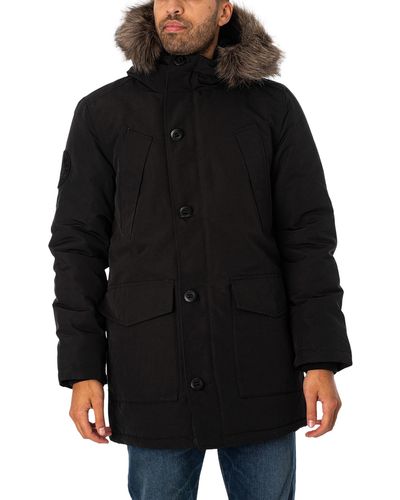 Superdry Everest Faux Fur Parka Jacket - Black