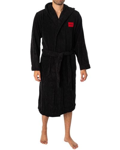 HUGO Terry Hooded Dressing Gown - Black
