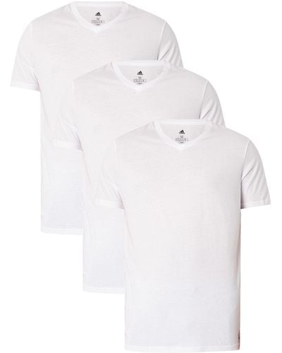 adidas 3 Pack Lounge V-neck T-shirt - White