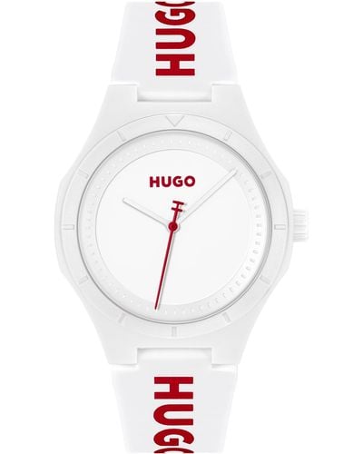 HUGO Lit Silicone Watch - White