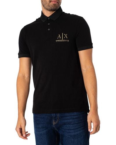 Armani Exchange Chest Logo Polo Shirt - Black