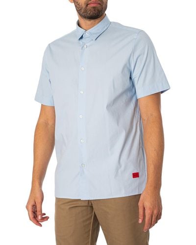 HUGO Ebor Short Sleeved Shirt - Blue