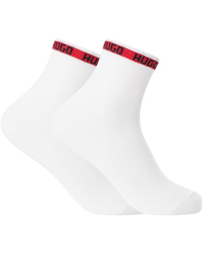 HUGO 2 Pack Logo Tape Socks - White
