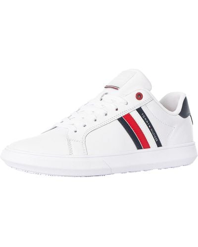 Tommy Hilfiger White Core Cupsole Shoes with Blue Sole