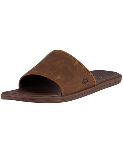 UGG Seaside Leather Sliders - Brown