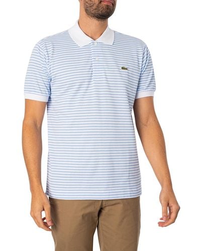 Lacoste L.12.12 Striped Cotton Polo Shirt - Blue