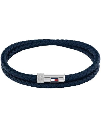 Tommy Hilfiger Leather Wrap Bracelet - Blue