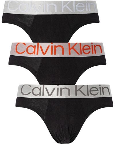 Calvin Klein 3 Pack Reconsidered Steel Briefs - Black