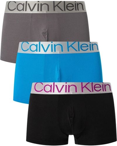 Calvin Klein 3 Pack Reconsidered Steel Low Rise Trunks - Blue