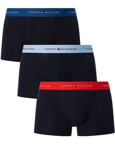 Tommy Hilfiger 3 Pack Signature Cotton Essentials Trunks - Blue