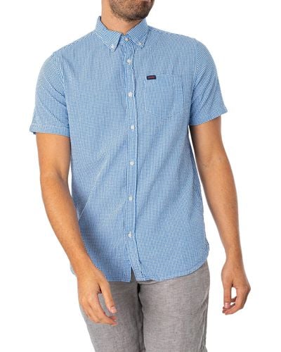 Superdry Seersucker Short Sleeved Shirt - Blue