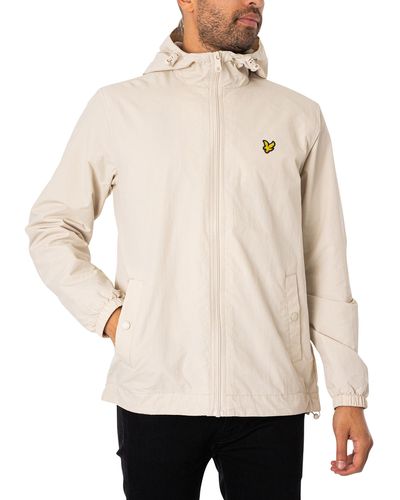 Lyle & Scott Zip Through Hooded Jacket - Natural