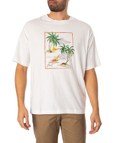 GANT Hawaii Printed Graphic T-shirt - White