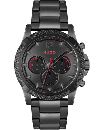 HUGO Impress Quartz Multifunction Ionic Plated Steel Watch 46mm - Metallic
