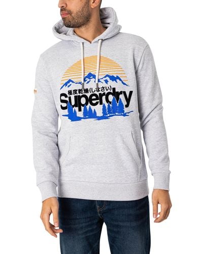 Superdry Great Outdoors Graphic Pullover Hoodie - Grey