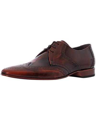 Jeffery West Brogue Polished Leather Shoes - Brown