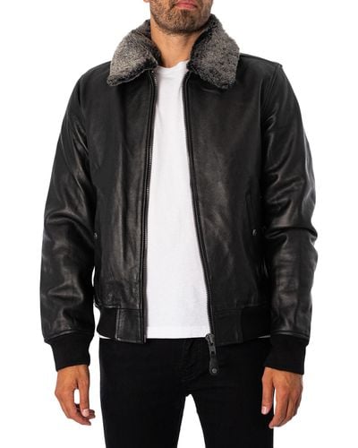 Schott Nyc Leather Flight Jacket - Black