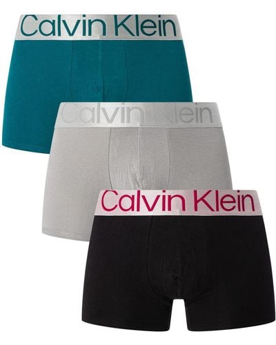 Calvin Klein 3 Pack Reconsidered Steel Trunks - Multicolour